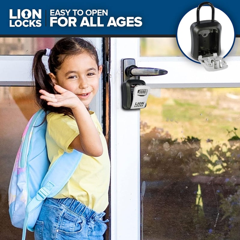 Lion Locks Key Lock Box for Keys with Code, 4 Digit Combination Lockbox for Keys Outdoor, Portable, Waterproof, Realtor Lock Box (Gray, 1 Pack) - Image 5